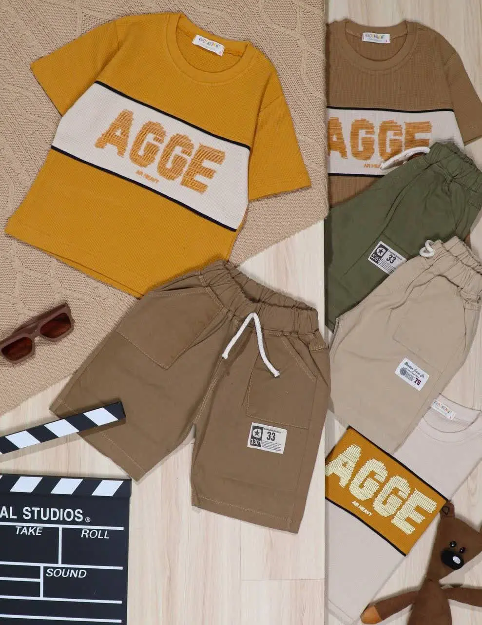 👫تیشرت و شلوارک بیسکوئیتی/کتان AGGE👫
