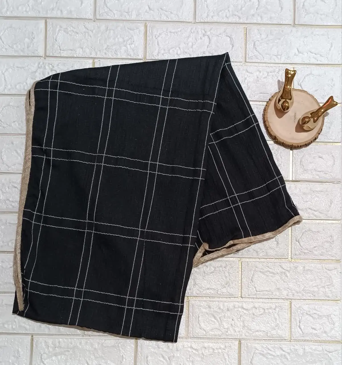 🐝شال پفکی چهارخانه