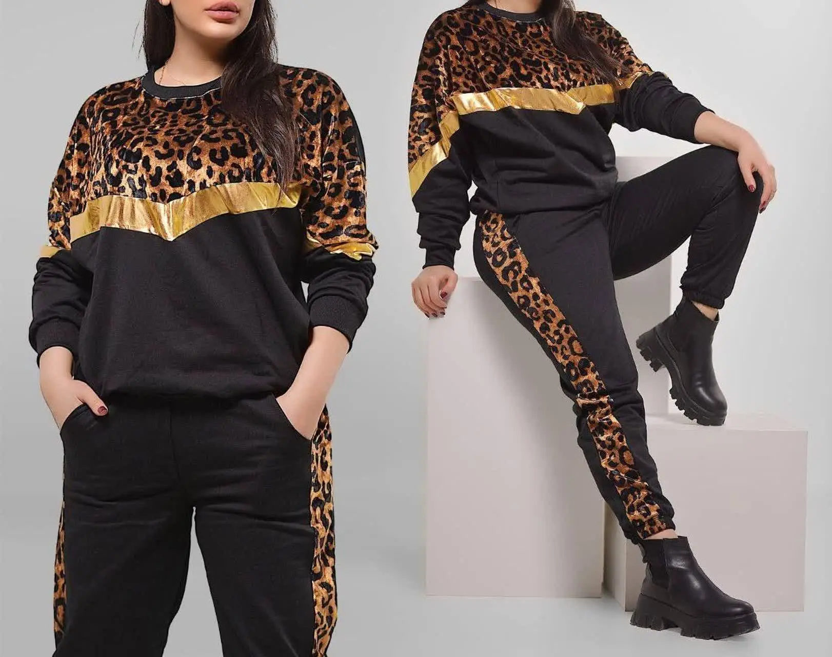 👚نام: بلوز کیمونو شلوار مخمل پلنگی
