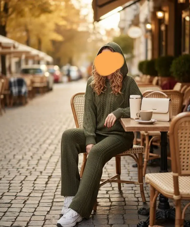 🧵ست هودی کلاهدار با شلوار ب...