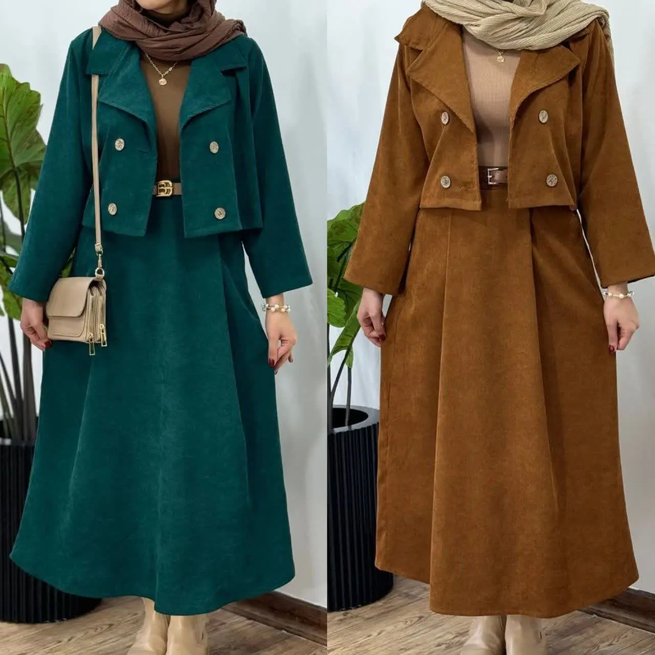 🍁 نام: ست سه تکه آوین کت و دامن و کمربند
