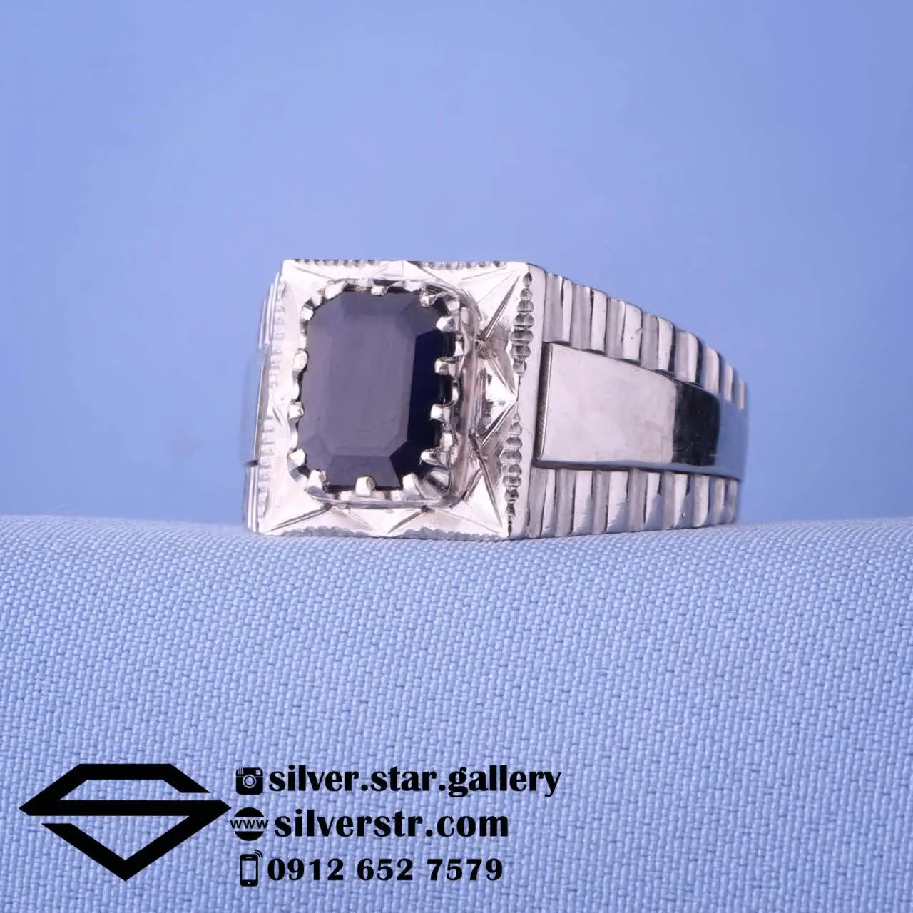 💎 انگشتر #مردانه یاقوت کبود اصل کد ۱۲۷۲
