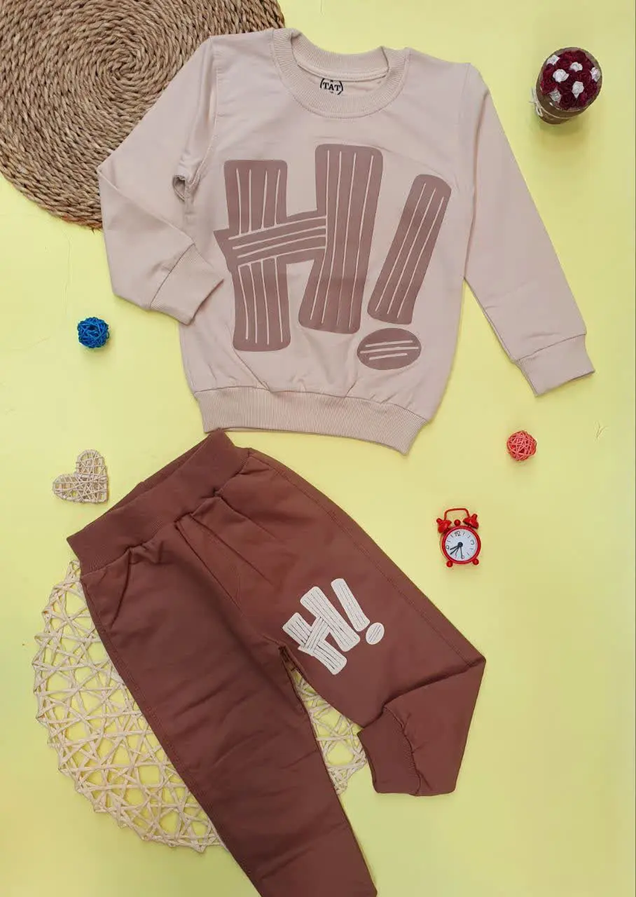 👕بلوز شلوار کرم شکلاتی Hi
