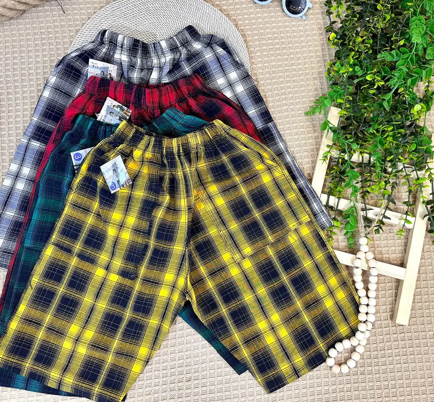 👫شلوارک پسرانه نخی ۴ خونه جلو جیب دار✅
