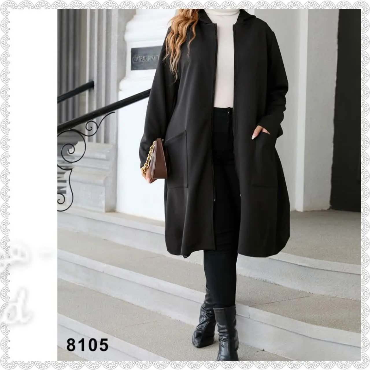 هودی بلند کلاهدار جلو زیپ
