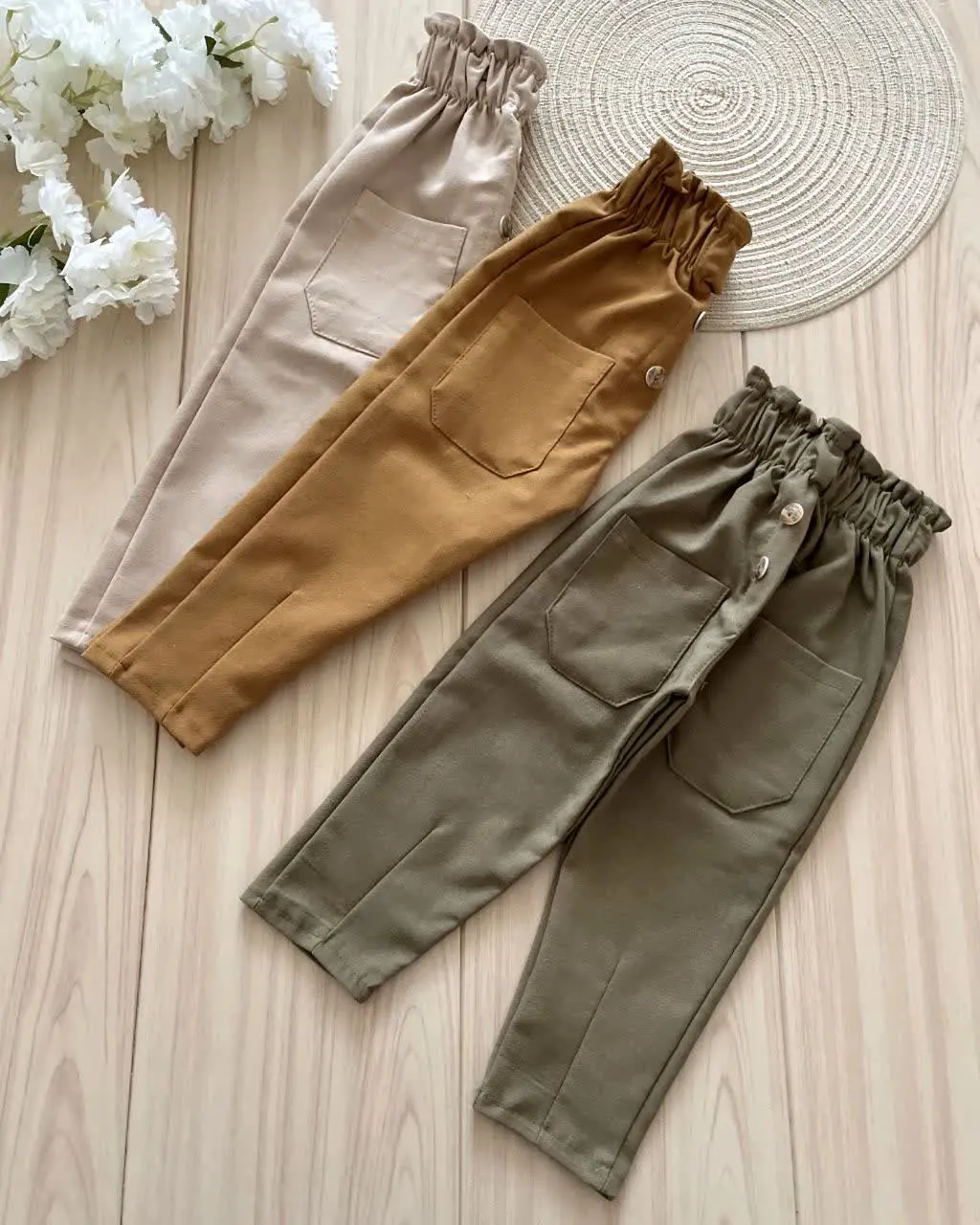 شلوار کتان کمر هویجی
