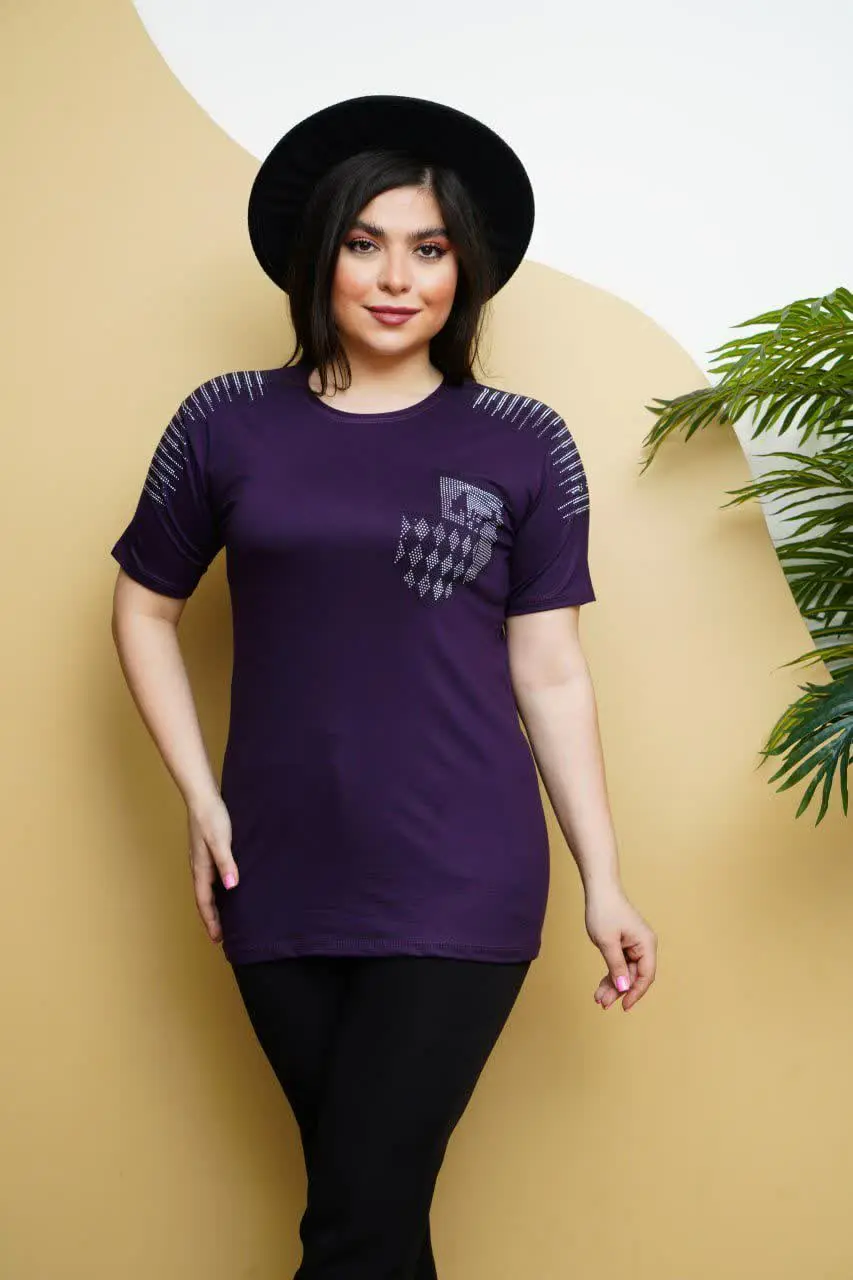 🌼بلوز نگینی طرح جیب
