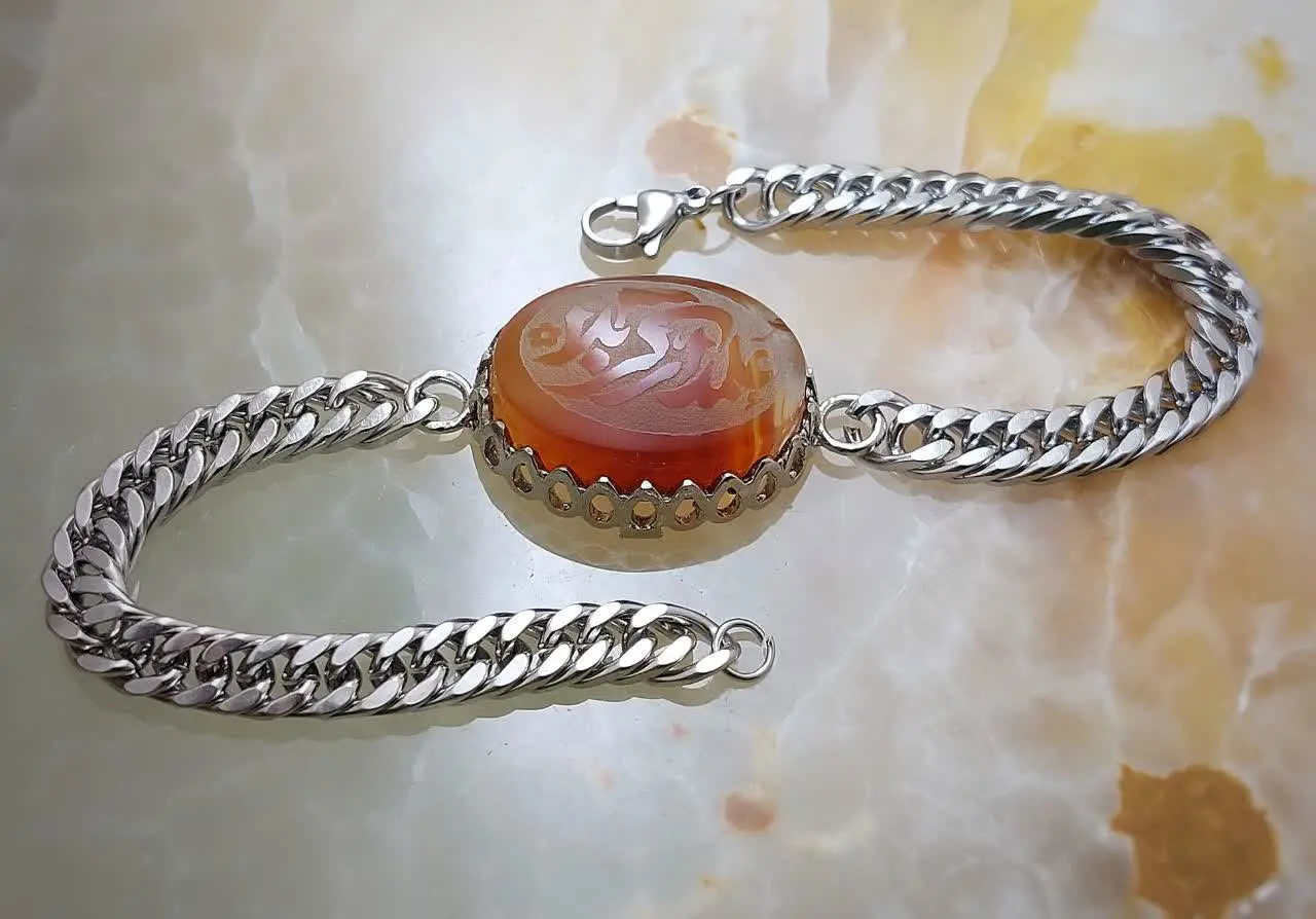 دستبند هیئتی عقیق قهوه ای ع...