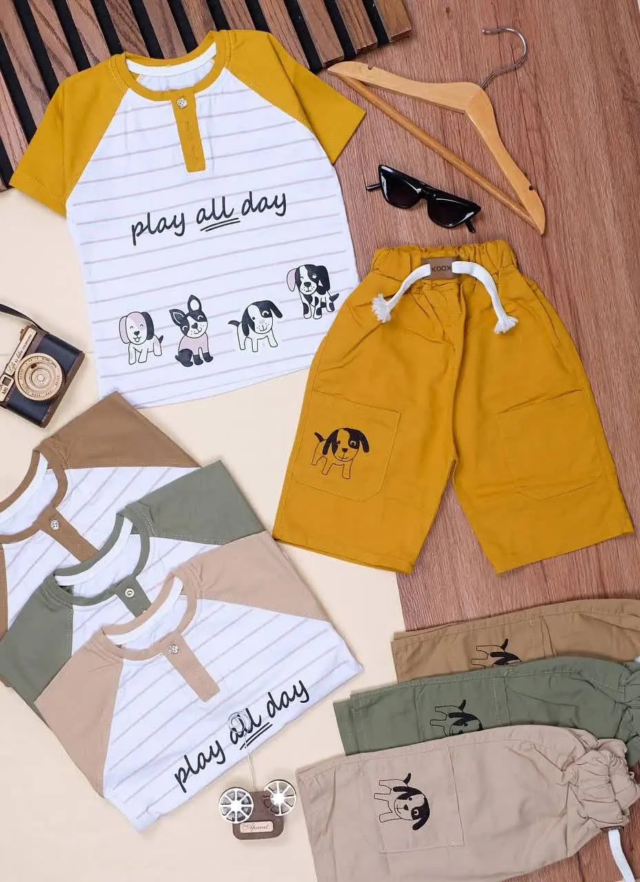 👕نام کالا: #تیشرت شلوارک راه راه پسرانه
