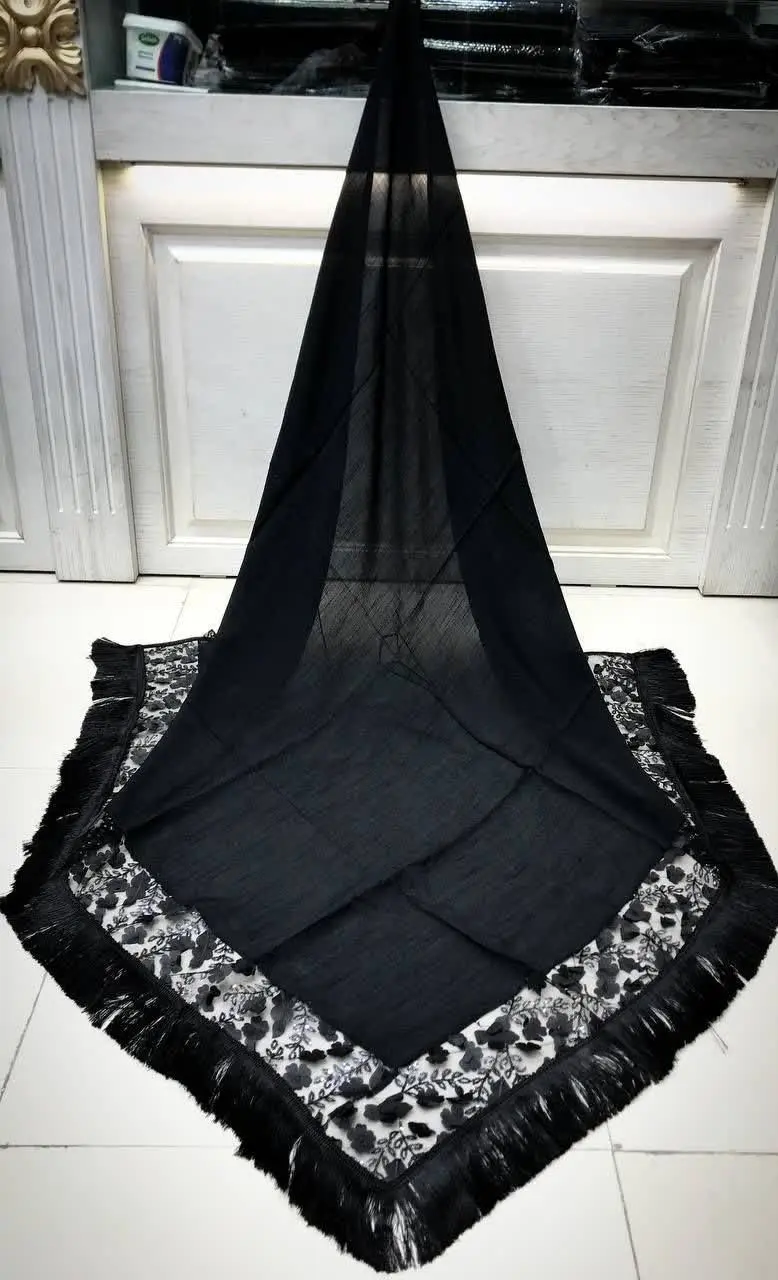 🌷#عنوان: روسری مجلسی مشکی اسلپ
