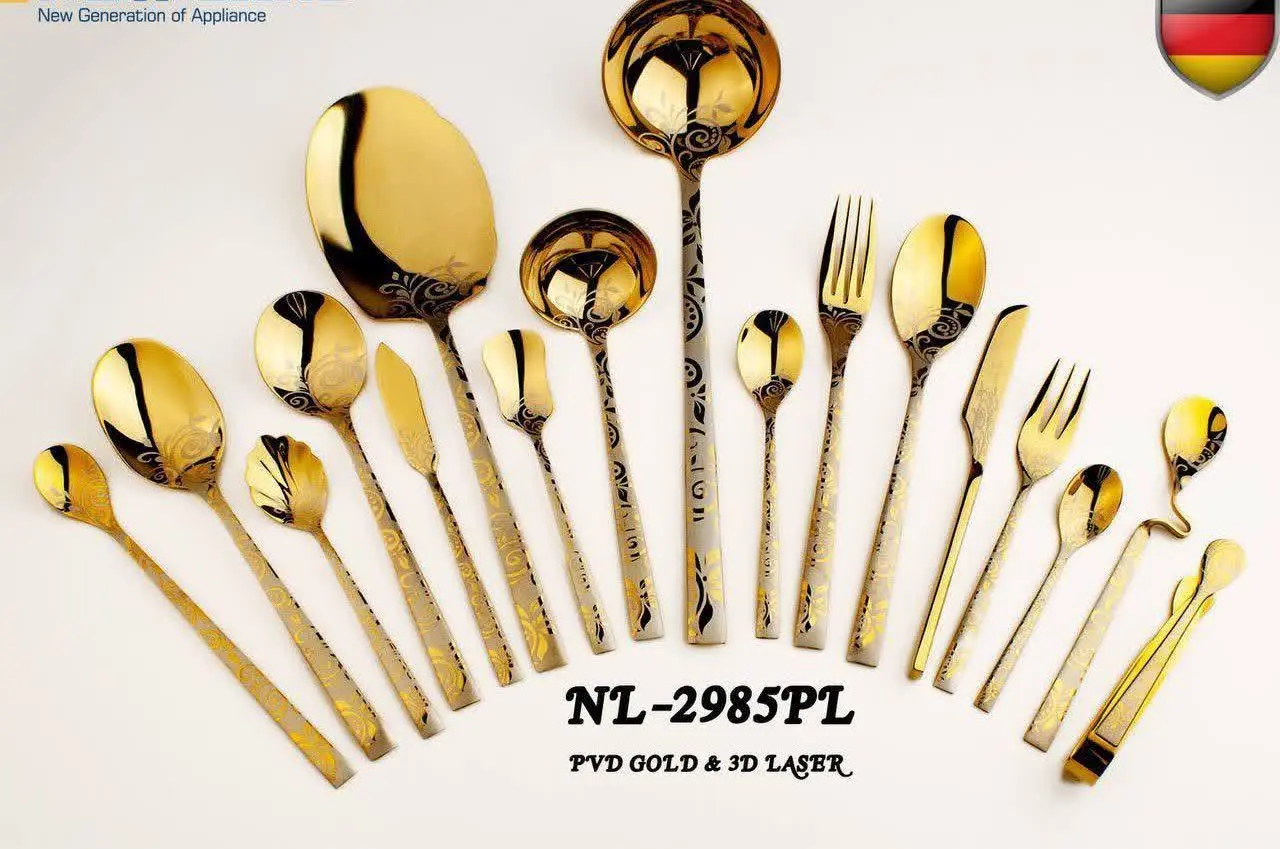 قاشق و چنگال آب کاری طلا شده با کیفیت
