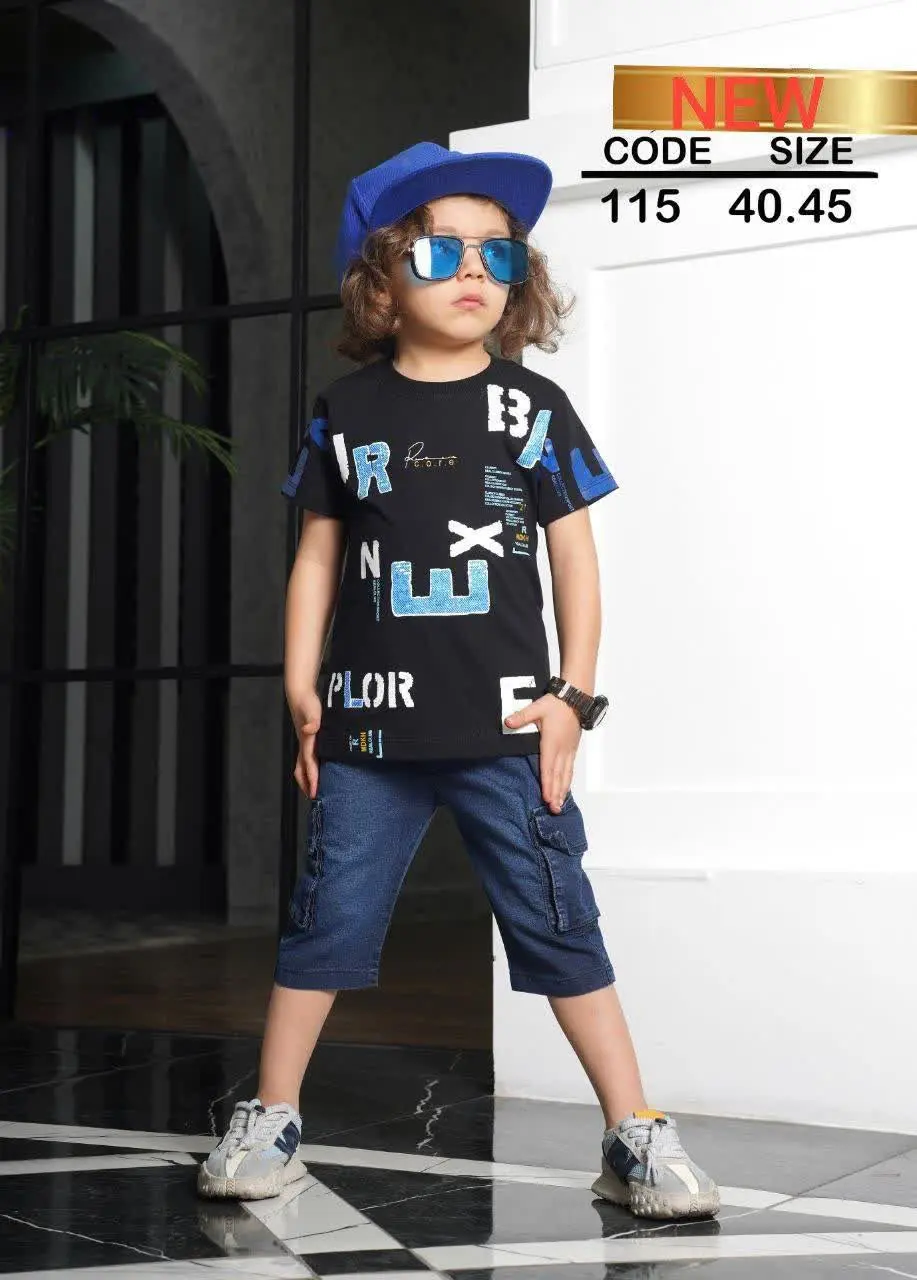 👫تی شرت و شلوارک جین چاپ PLOR👫
