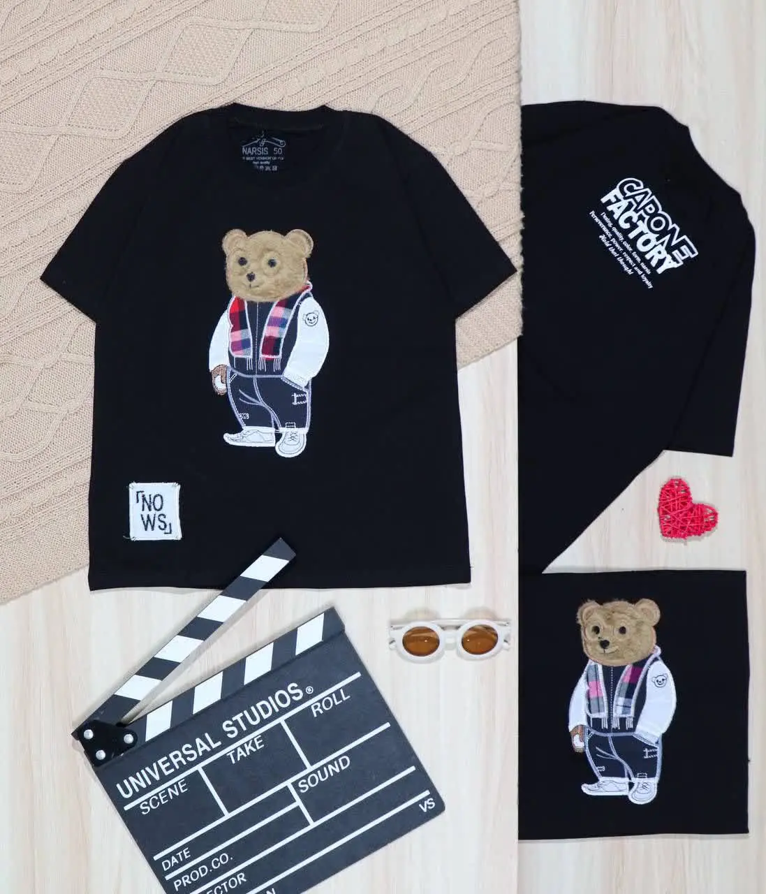 👫تیشرت مشکی گلدوزی خرس👫
