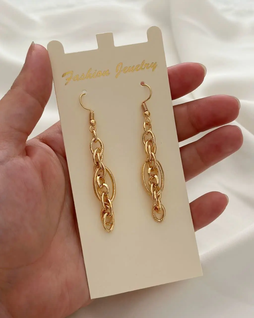 گوشواره آویز حلقه ای اصل طل...