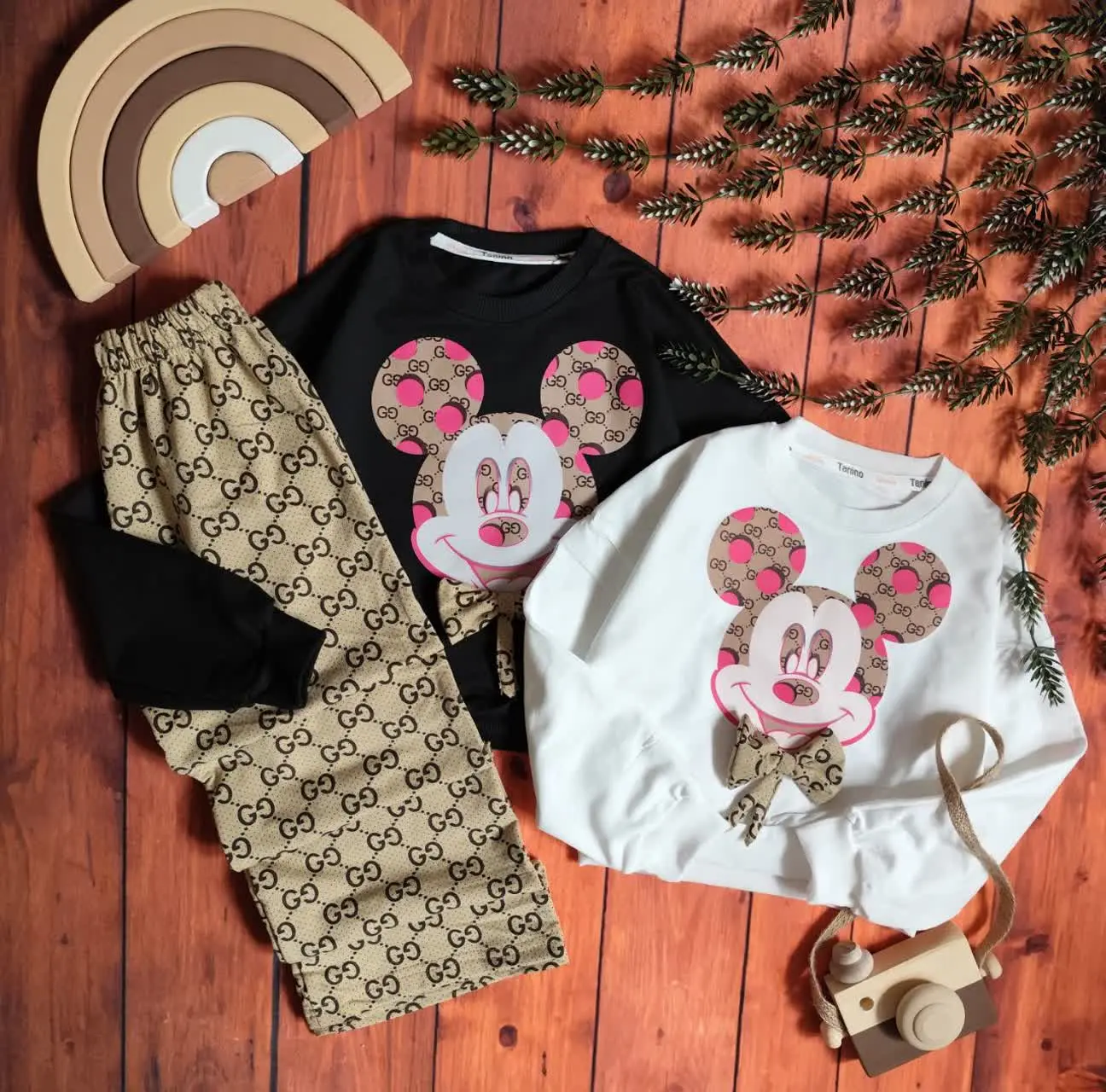 😍ست کراپ و شلوار میکی پاپیو...