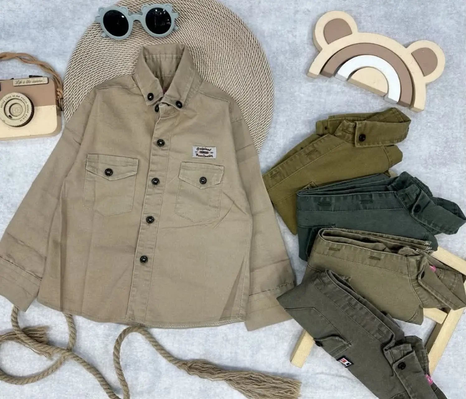 • پیراهن پسرانه ی کتان یقه...