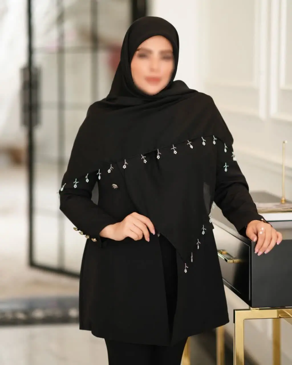 ❤️‍🔥روسری مشکی مجلسی❤️‍🔥
