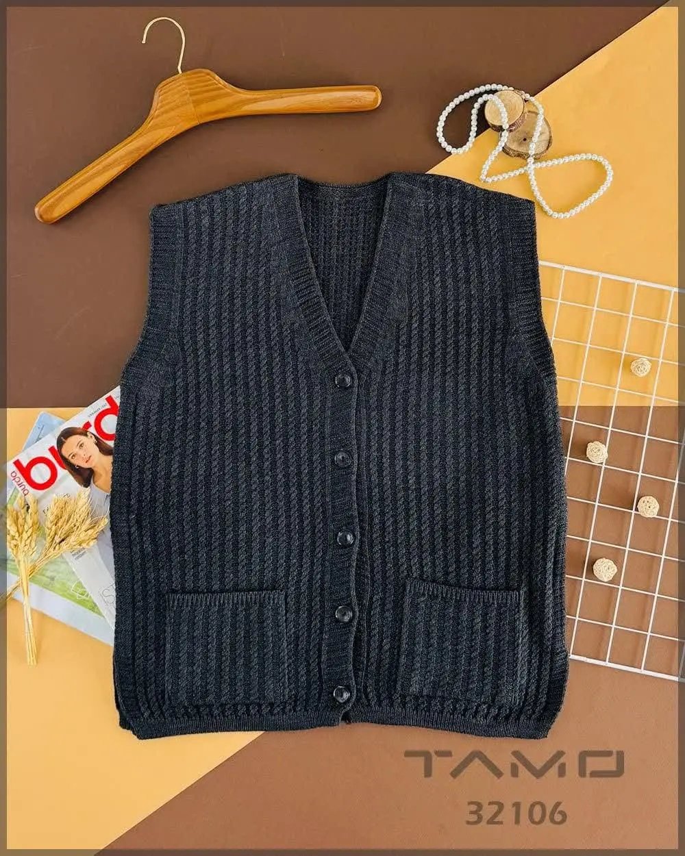 🔸 جلیقه بافت مارپیچ
