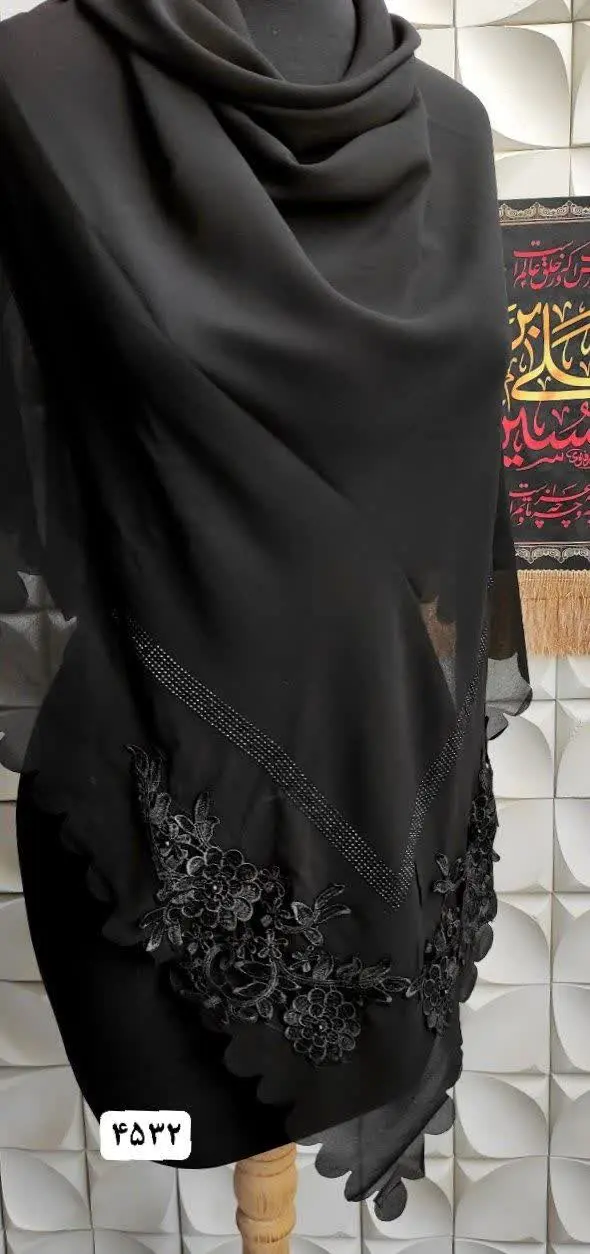 روسری حریرکرپ گیپوردوزی🌸 
