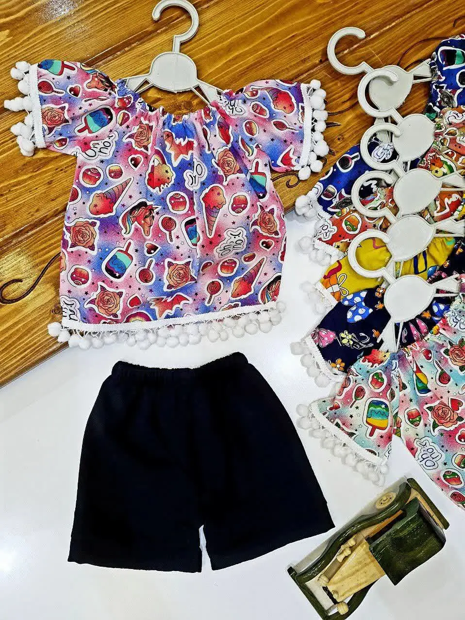 💢شومیز شلوارک پوم دار💢
