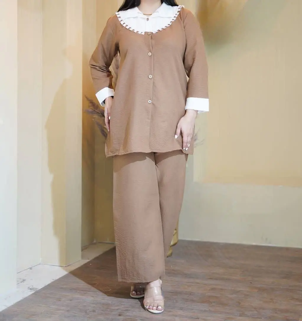 💞ست تونیک و شلوار یقه رومی💞
