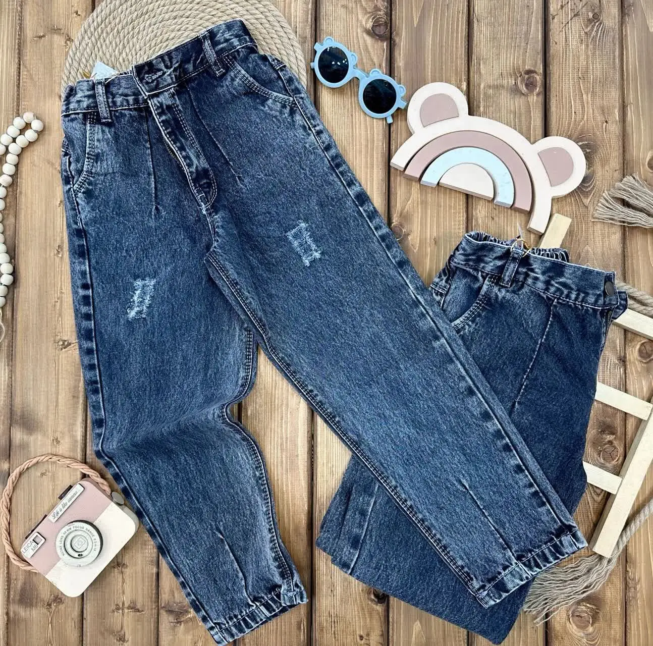 👫شلوار لی مام زغالی طرح زاپ پسرانه😍
