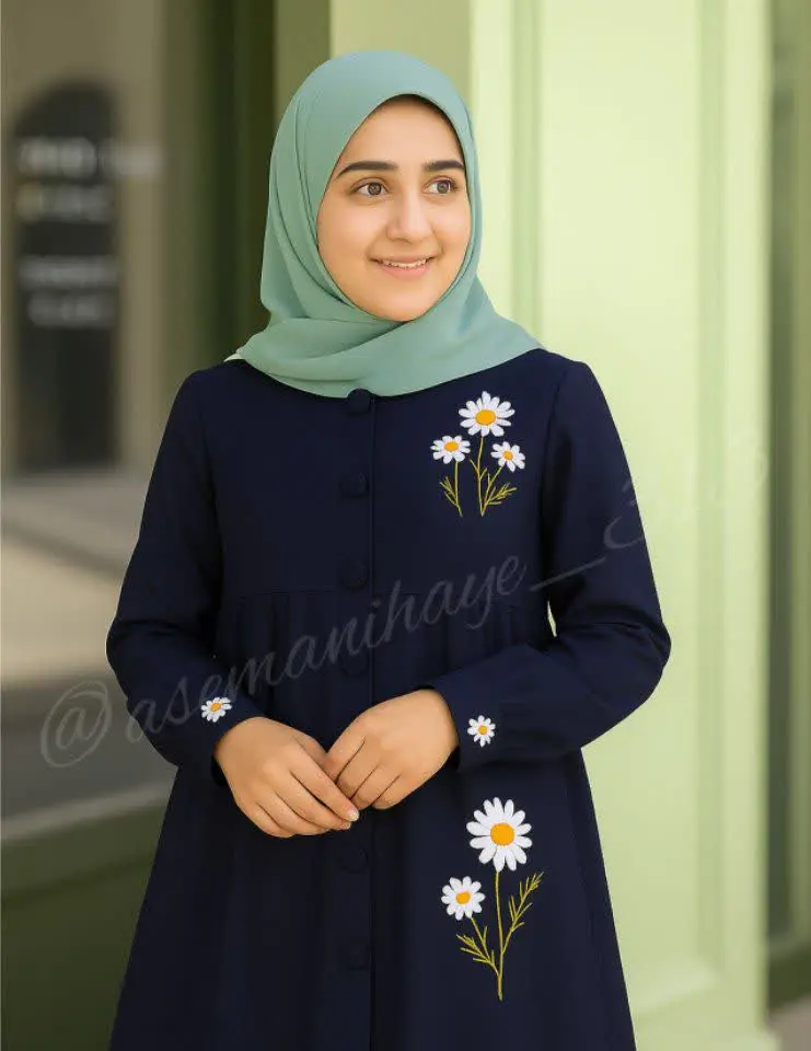 ست مانتو و شلوار طرح بابونه