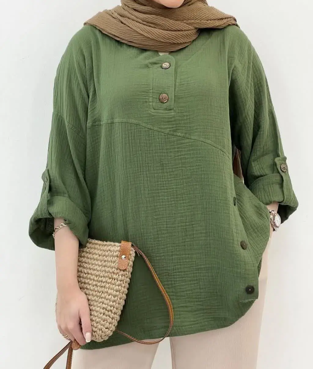 ✅ شومیز موسلینی جلو بسته، 
