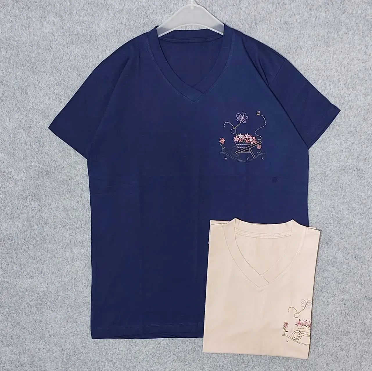 🌼تیشرت سایز بزرگ نیلسا گلدوزی شده
