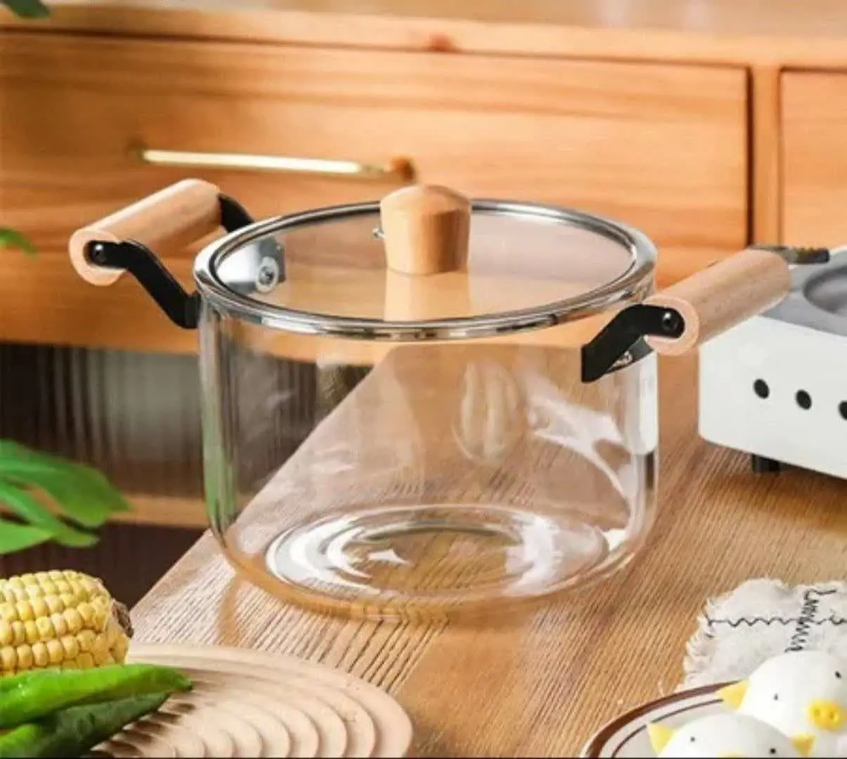 🔱قابلمه پیرکس دسته چوبی (Danny plus) 
