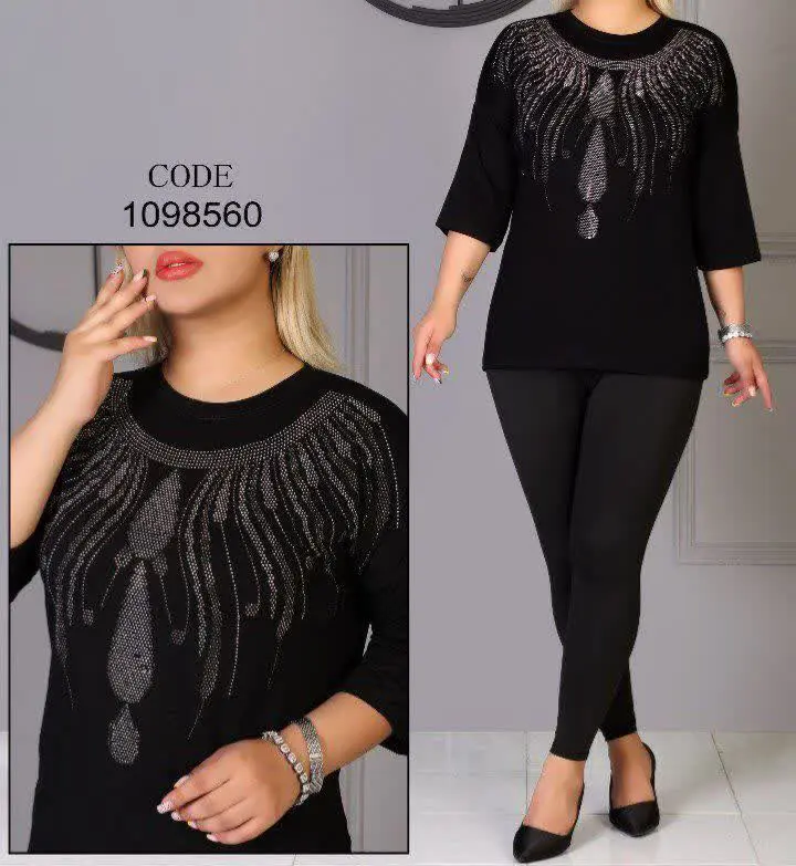 تیشرت آستین ۳ربع نگین قطره