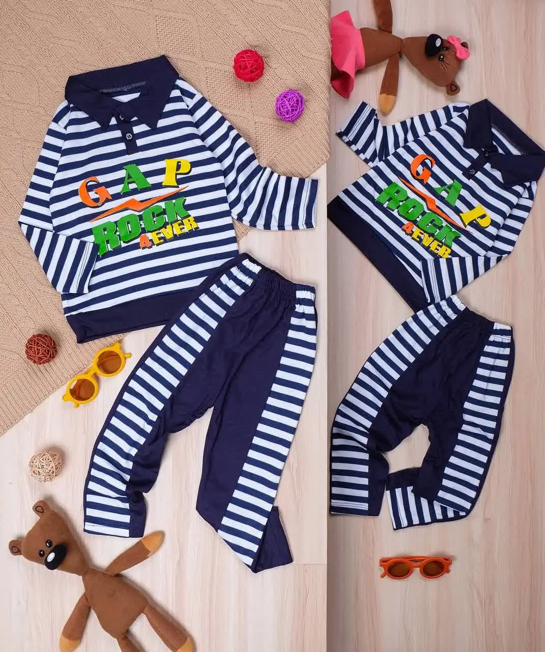 👫بلوز و شلوار راه راه سرمه‌ای GAP ROCK👫
