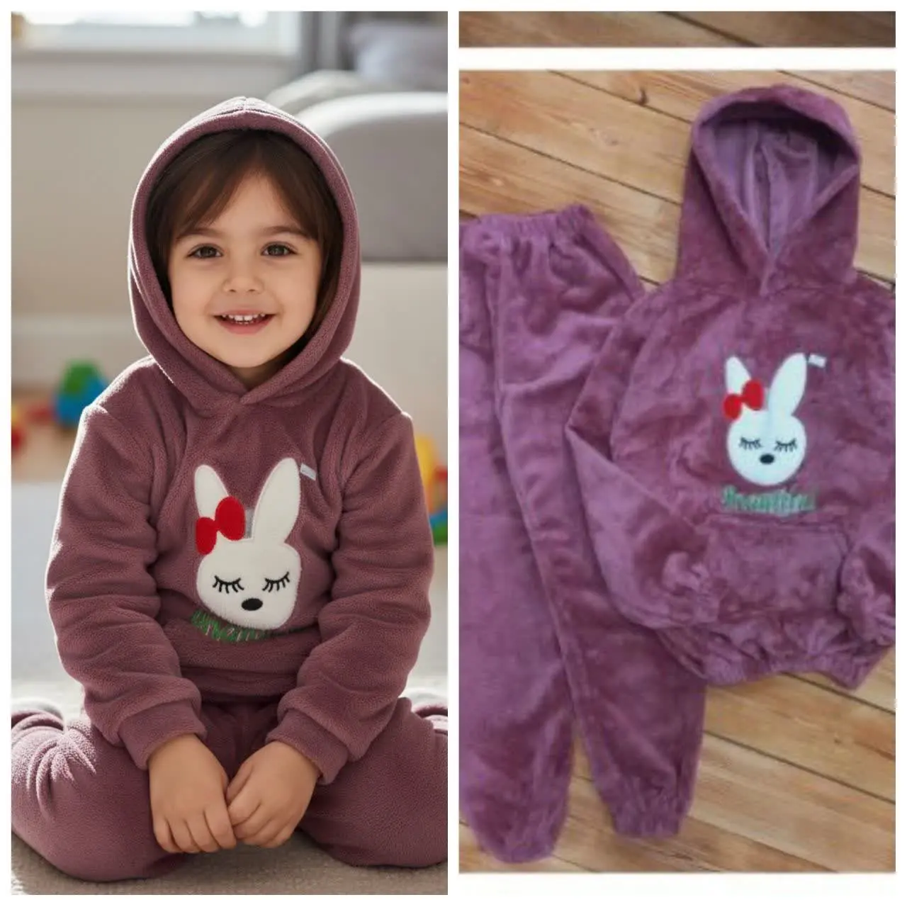 🌸هودی شلوار مخمل تدی پارچه...