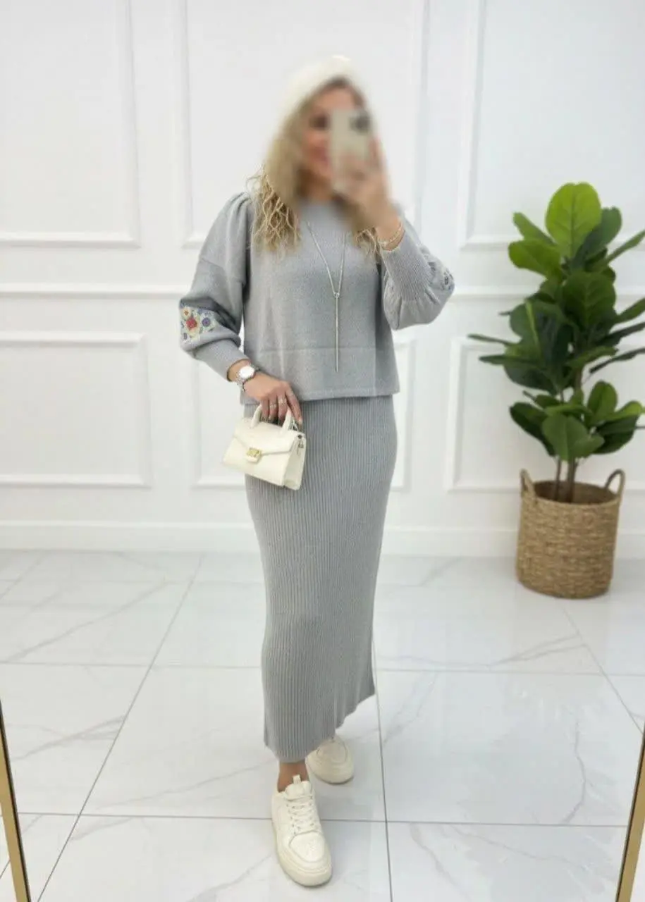 🍁 نام: ست بافت آستین گلدوزی