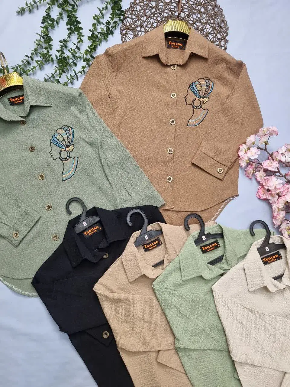 شومیز جلوباز گلدوزی آیوا پف...