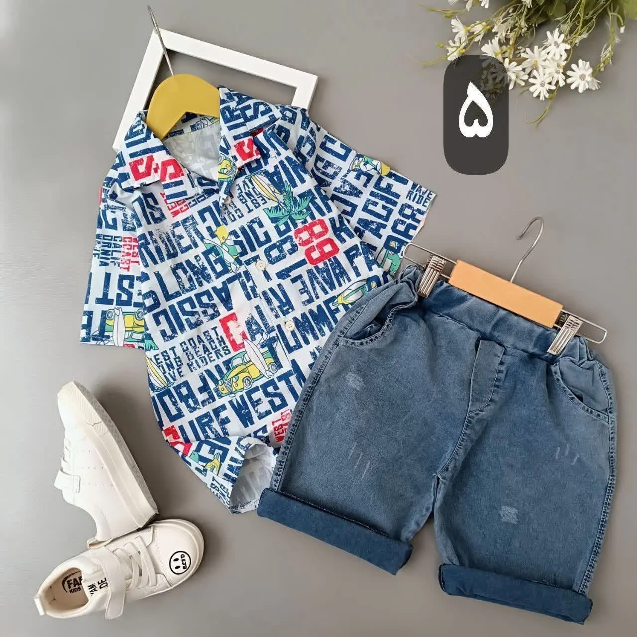 ⚜️هاوایی عروسکی با شلوارک جین⚜️
