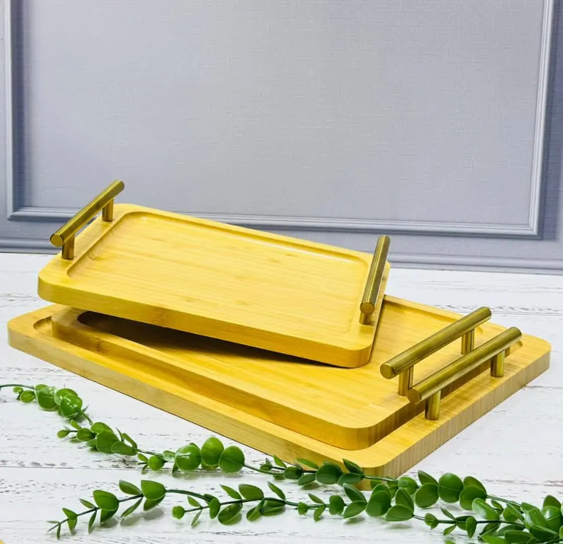 💥سینی سه تیکه دسته طلایی💥