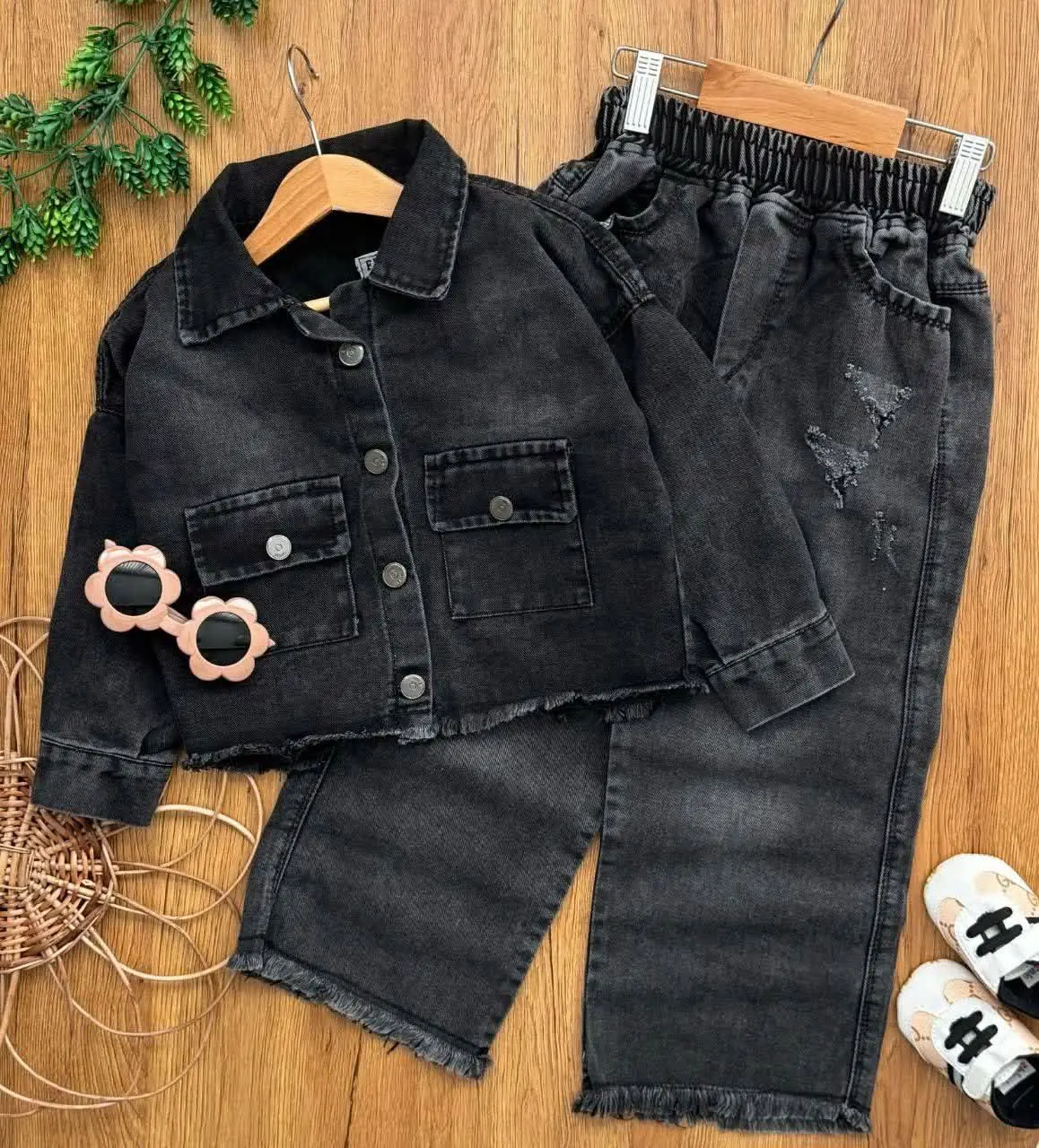 کراپ شلوار بگ زغالی با کیفیت عالی✨
