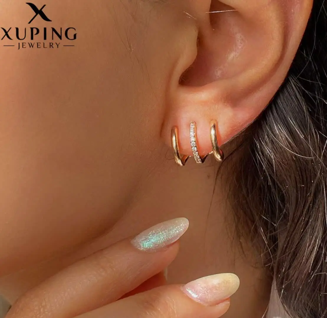 گوشواره سه لاین نگین دار از...