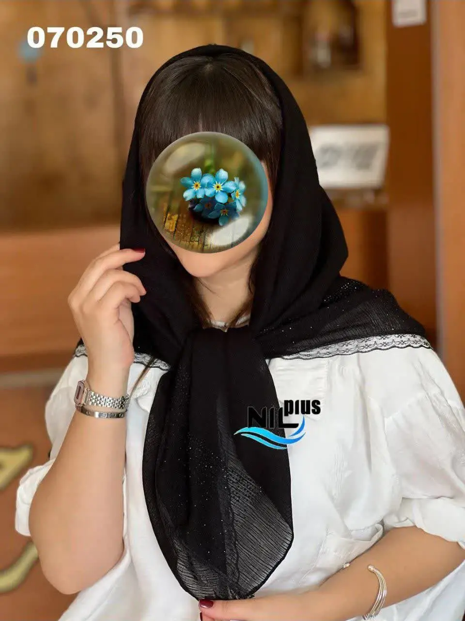 🐝روسری درختی مشکی مجلسی