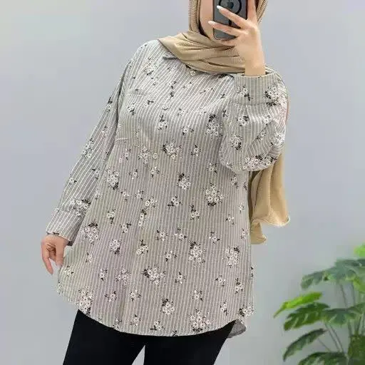 ✅ شومیز لینن گل گچی