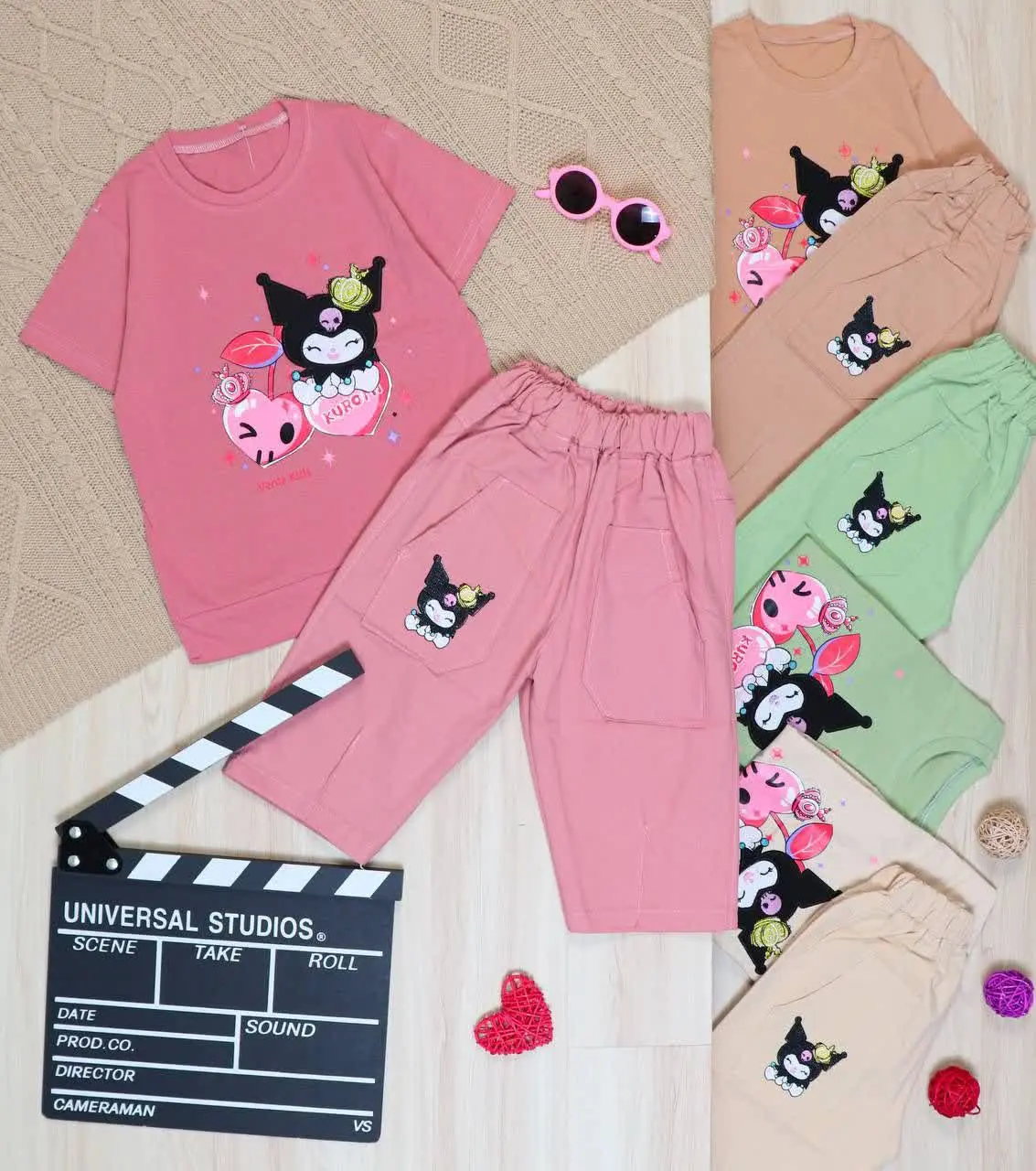 👫تیشرت و شلوارک کتان کرومی و گیلاس👫
