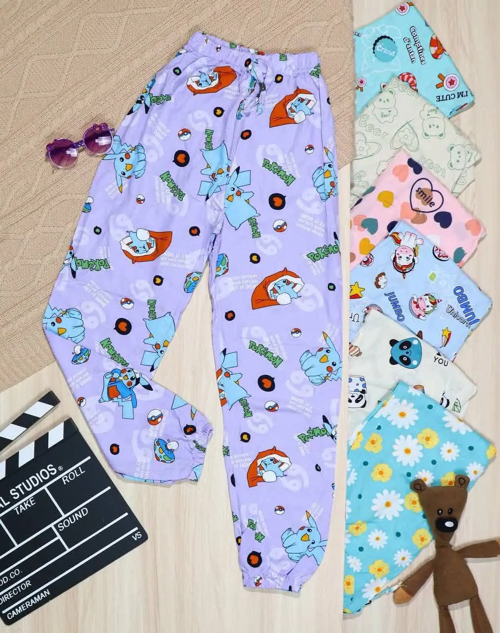 👫شلوار نخی سنبادی دخترانه طرح میکس👫
