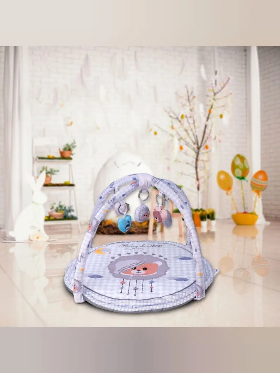 تشک بازی طرح خرس کریسمس طوسی نوزادی و کودک کد ۹۱۰۵۲ 
