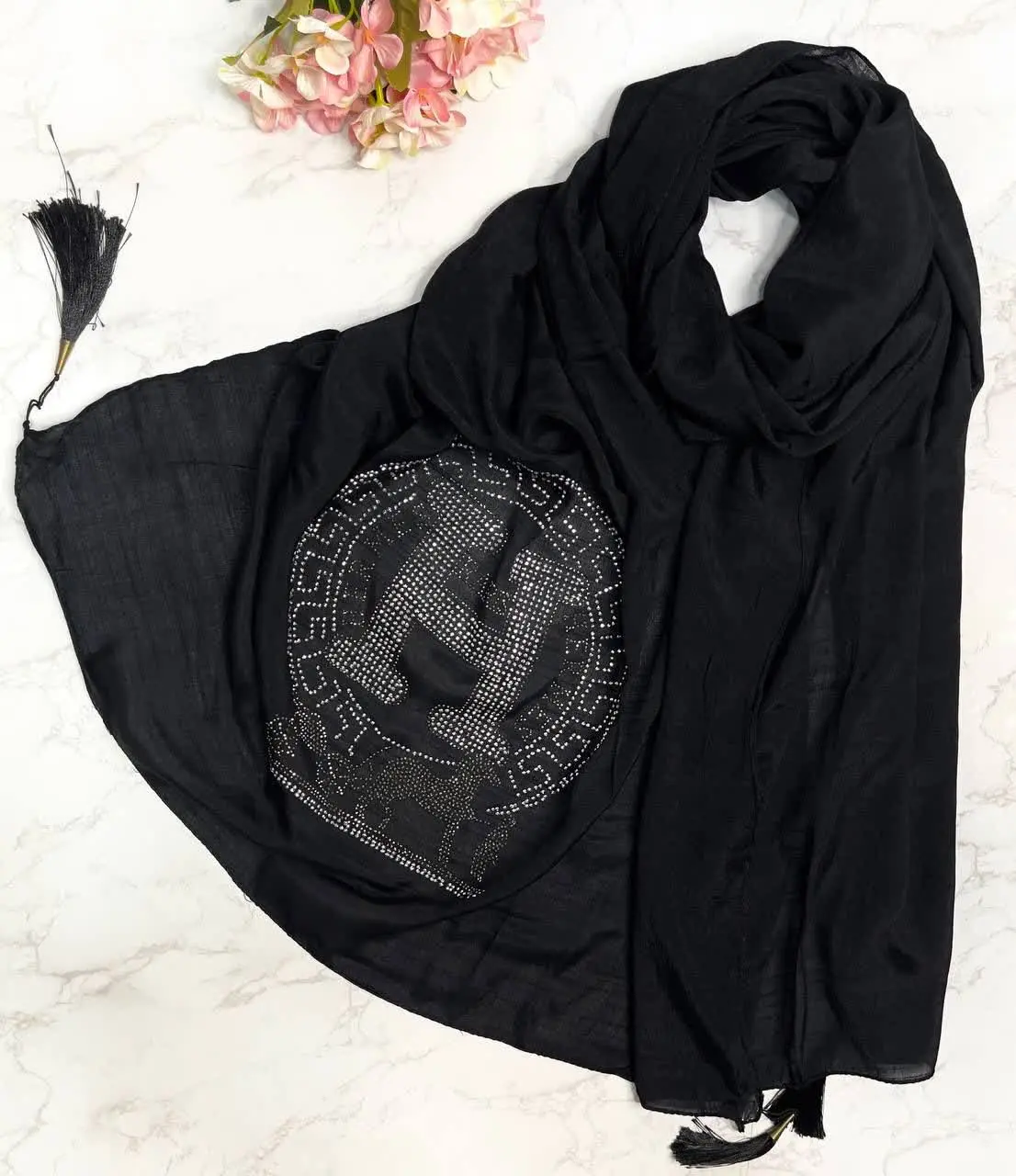 🖼️نگین کاری شده یک طرف شال