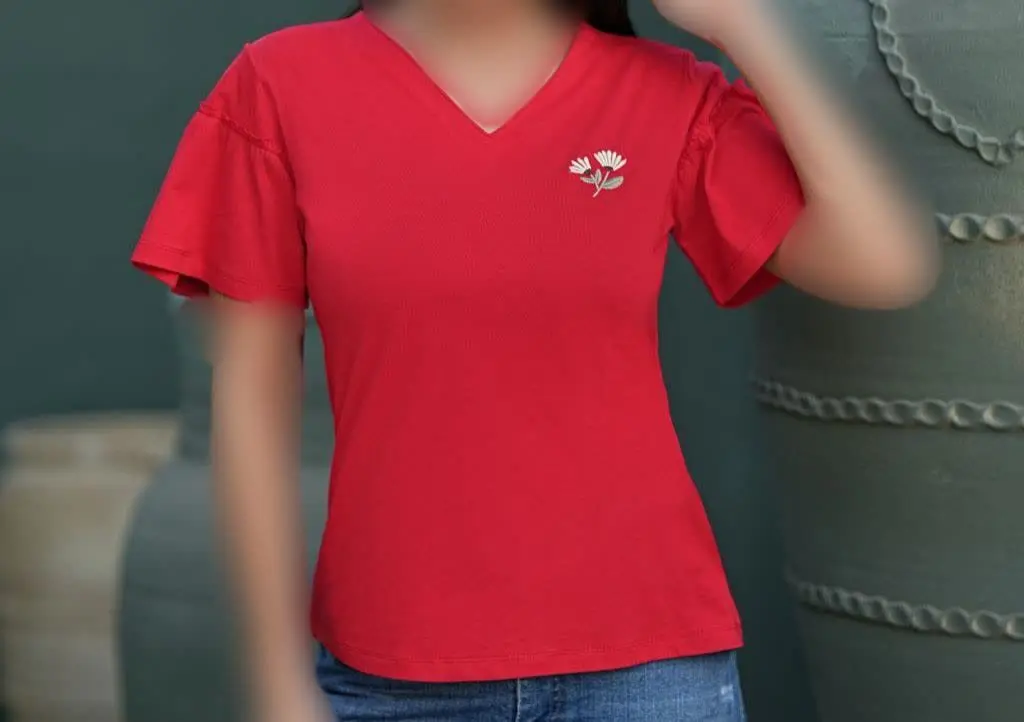 تیشرت یقه هفت گلدوزی مهتاب