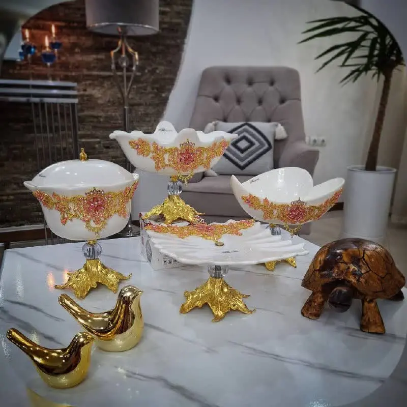 ✅سرویس چهارتیکه پذیرایی نگین صورتی طرح آریا
