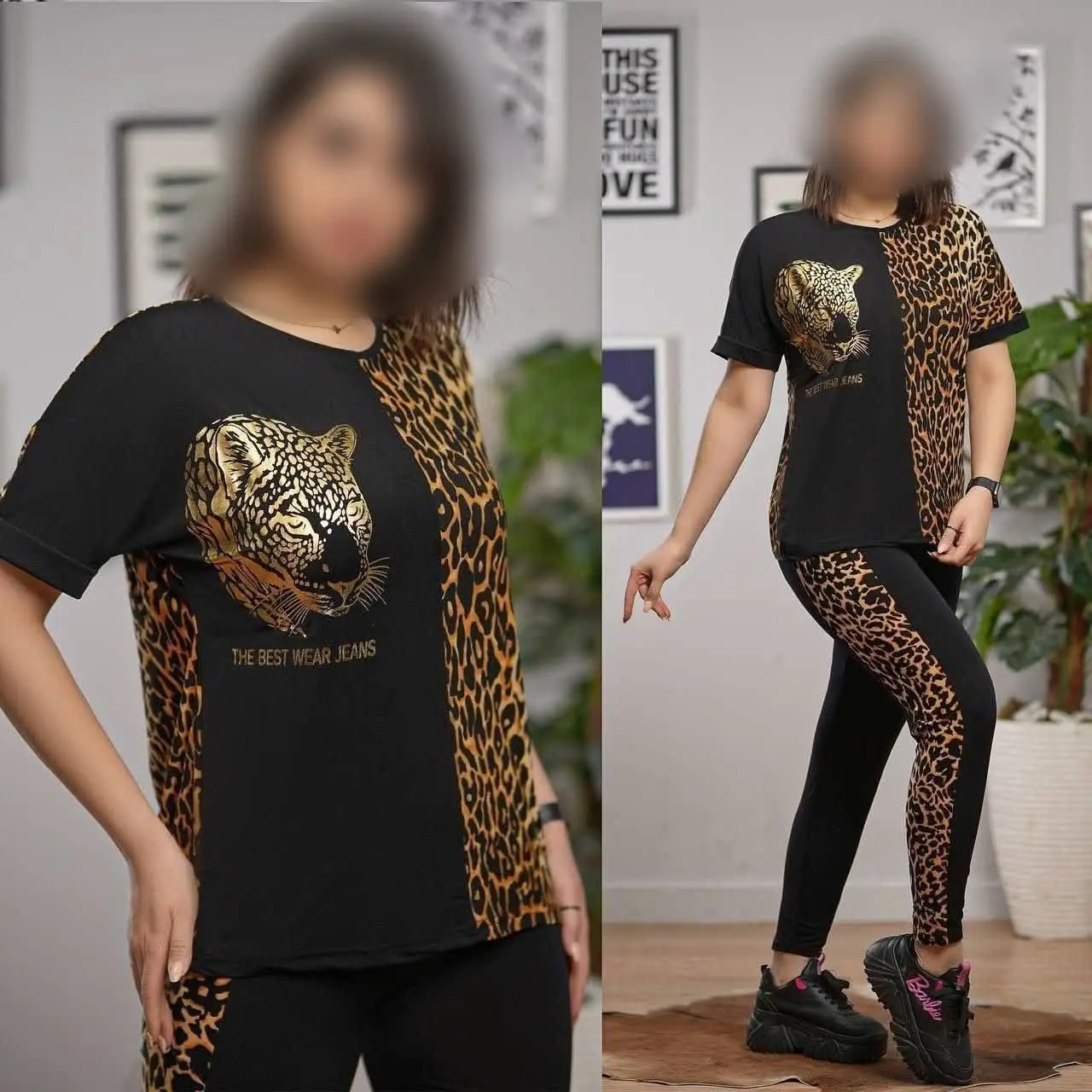 👚نام: تیشرت کیمینو شلوار دیسکو پلنگی
