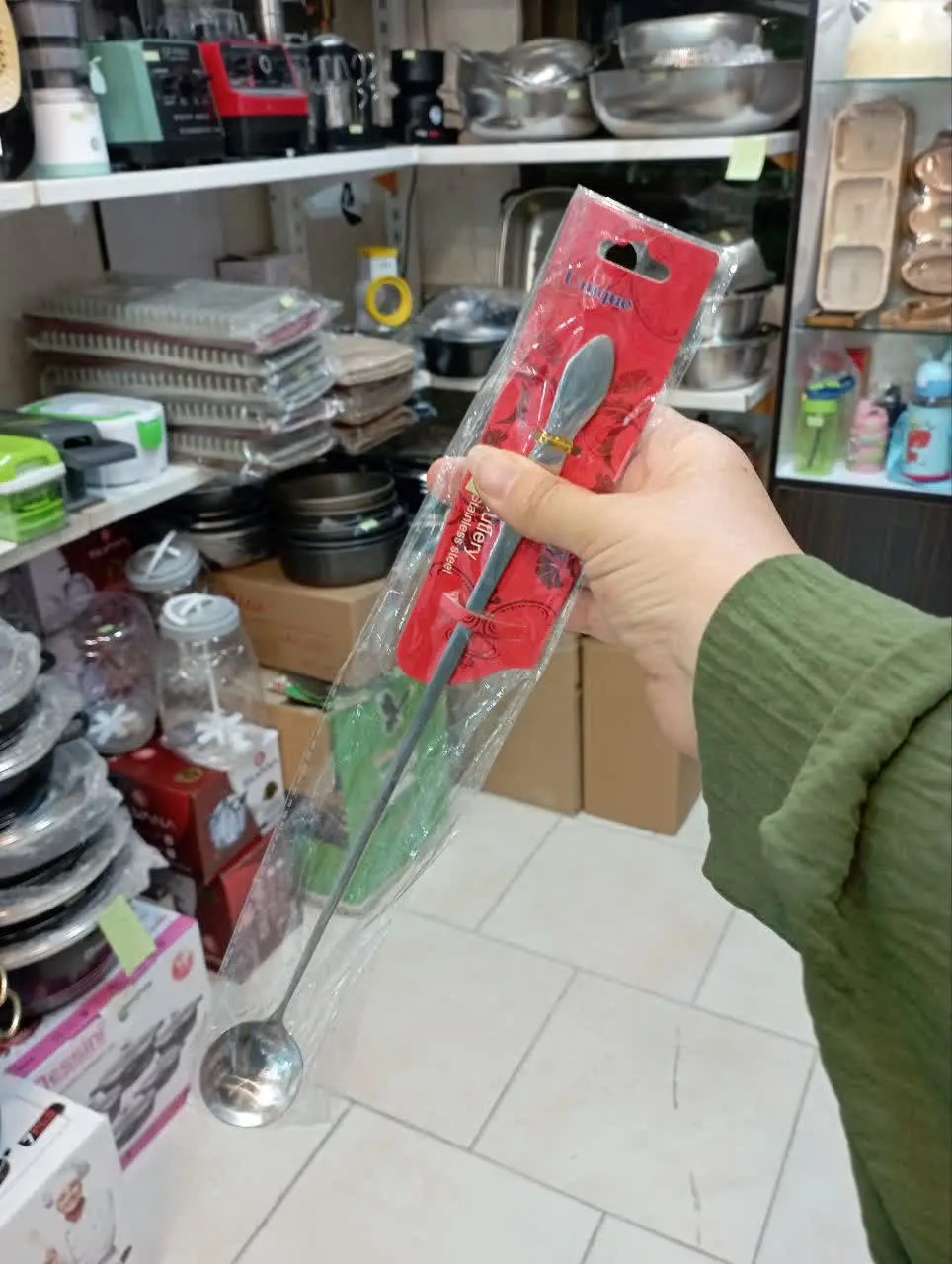 ملاقه پارچ بزرگ استیل
