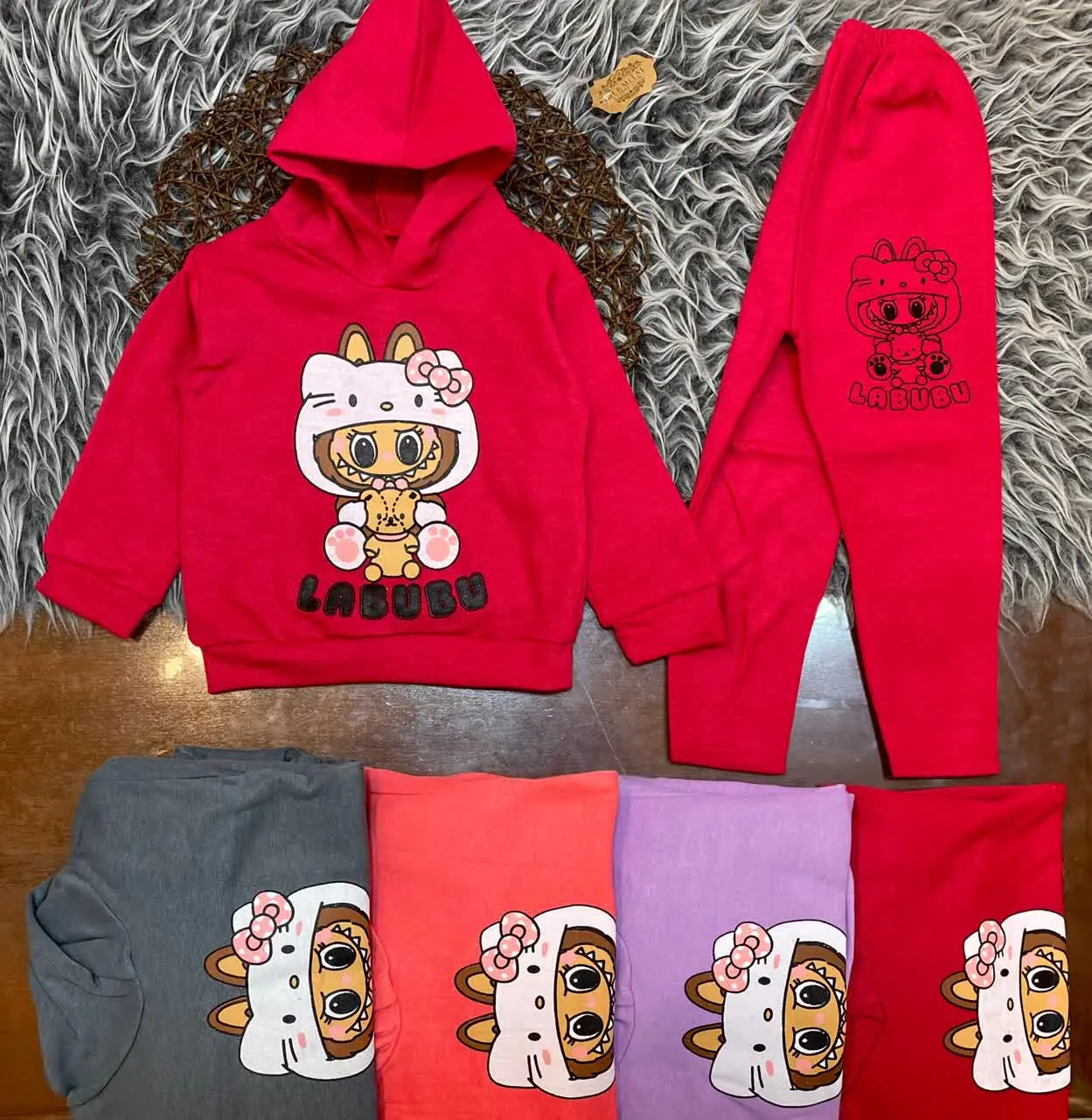 🧶 هودی شلوار داخل کرکی 💎 لبوبو